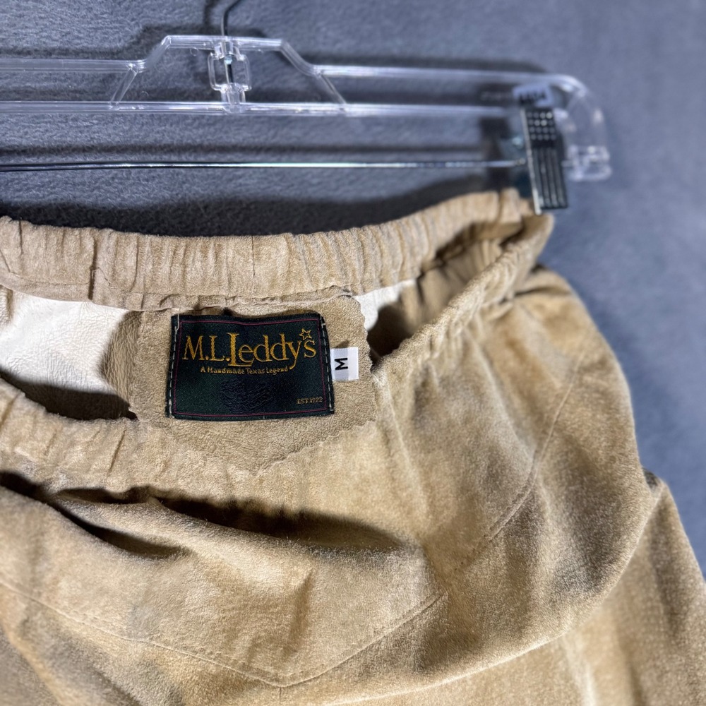 M L Leddy's Tan Suede Leather Maxi Skirt Western Handmade Texas A-Line Medium - Picture 4 of 8